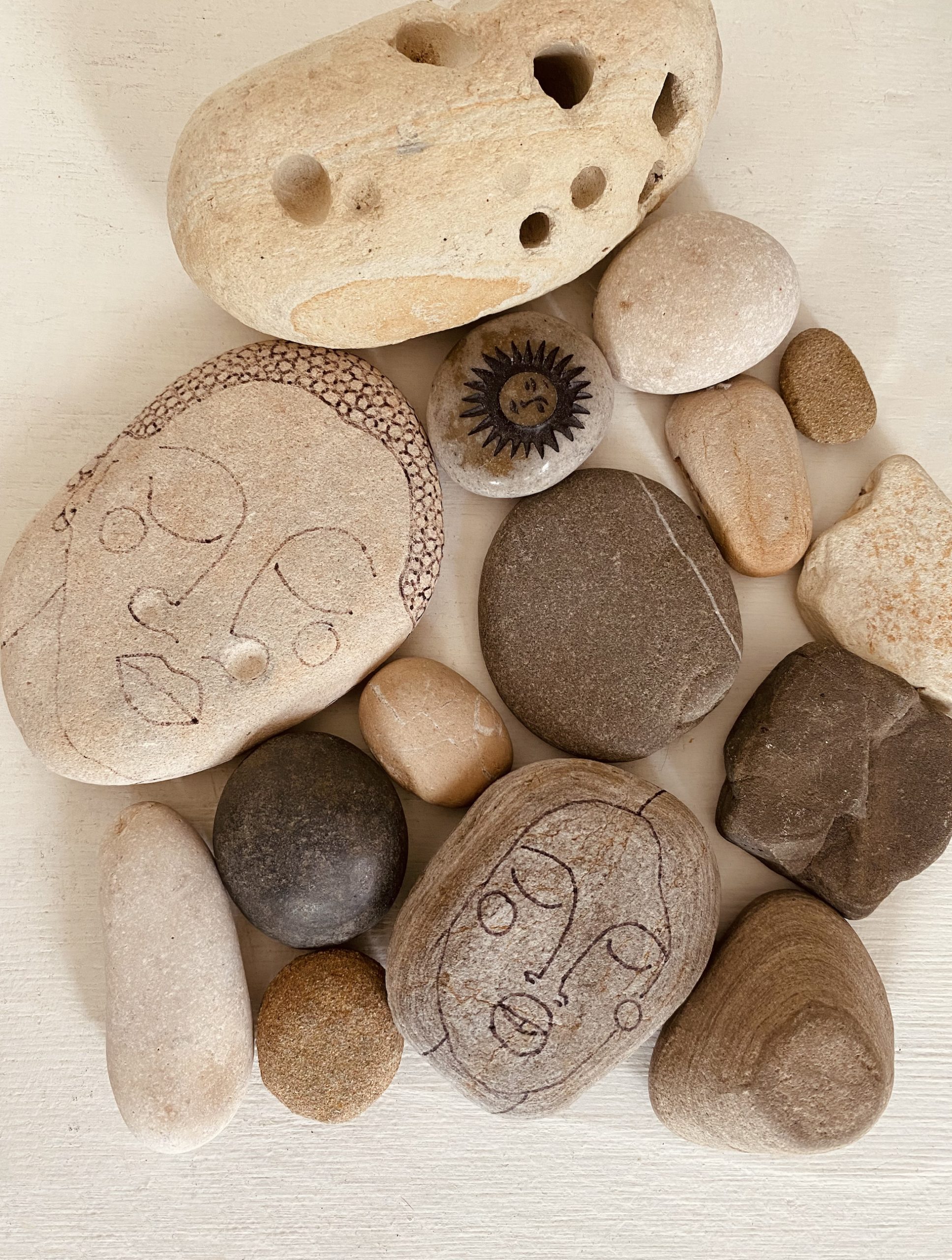 Rocks on Justina's bedside table