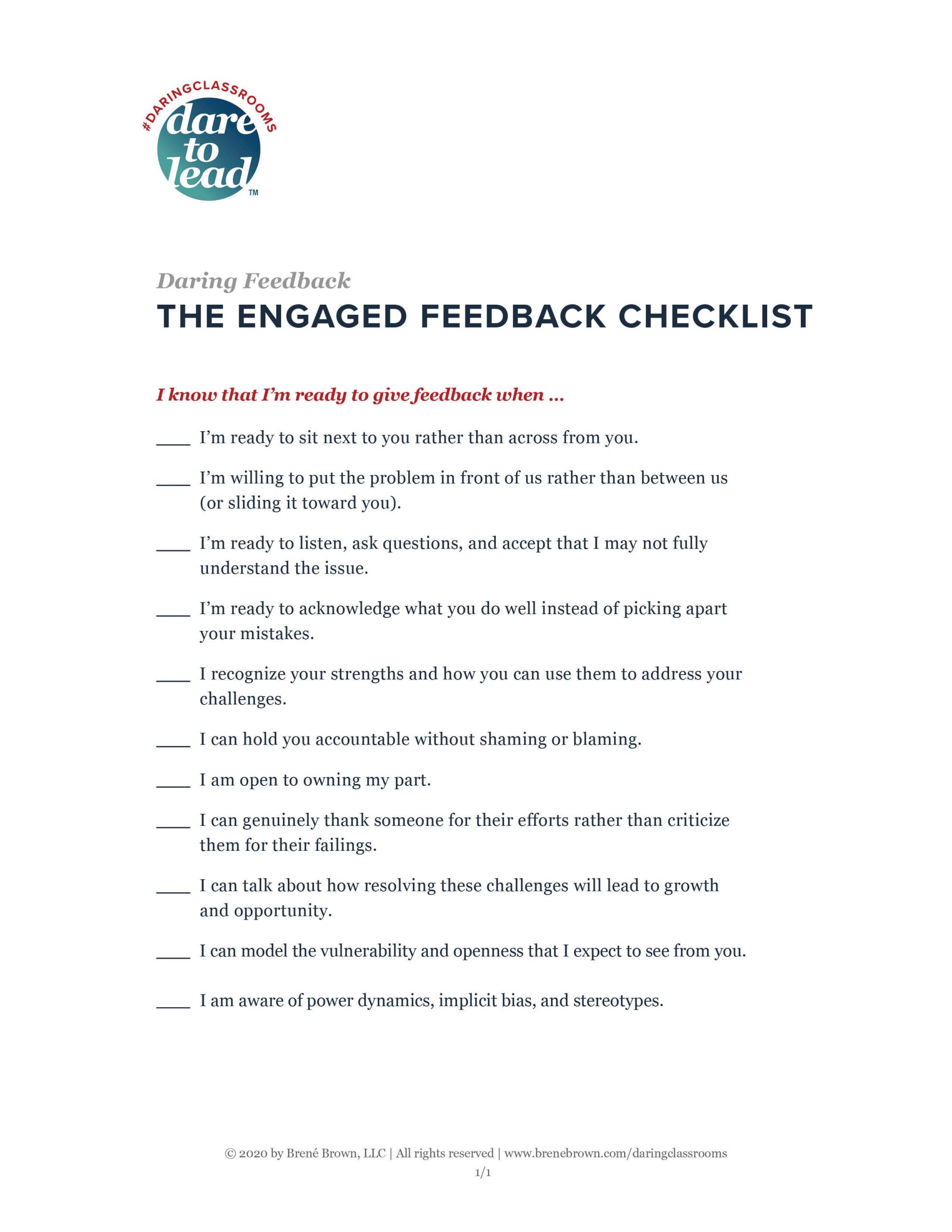 Daring Feedback Checklist