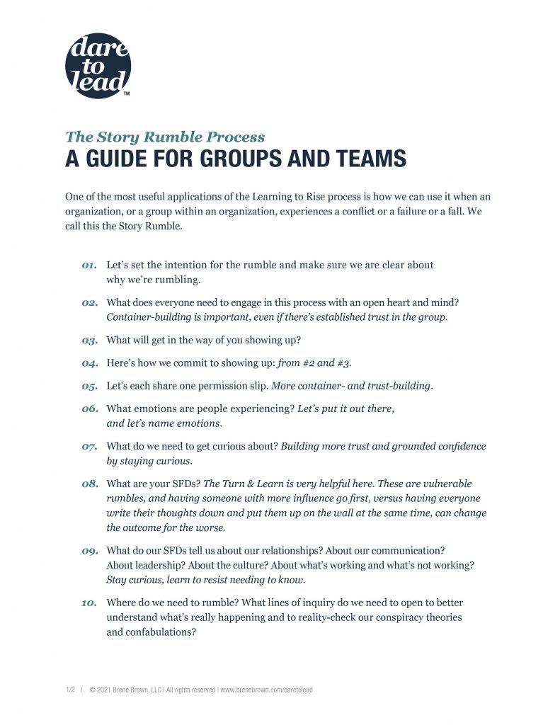 Dare to Lead The Story Rumble Process: A Guide for Groups and Teams ...