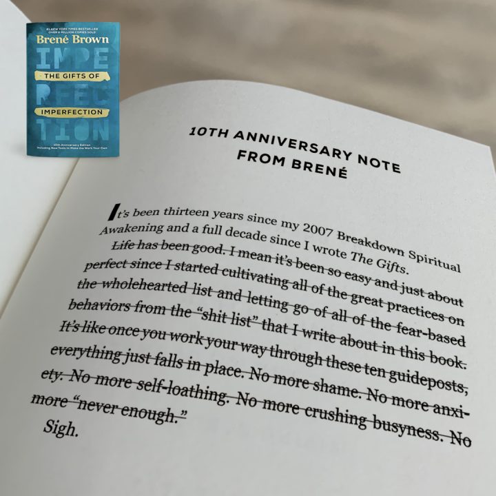 The Gifts of Imperfection 10th anniversary note from Brené