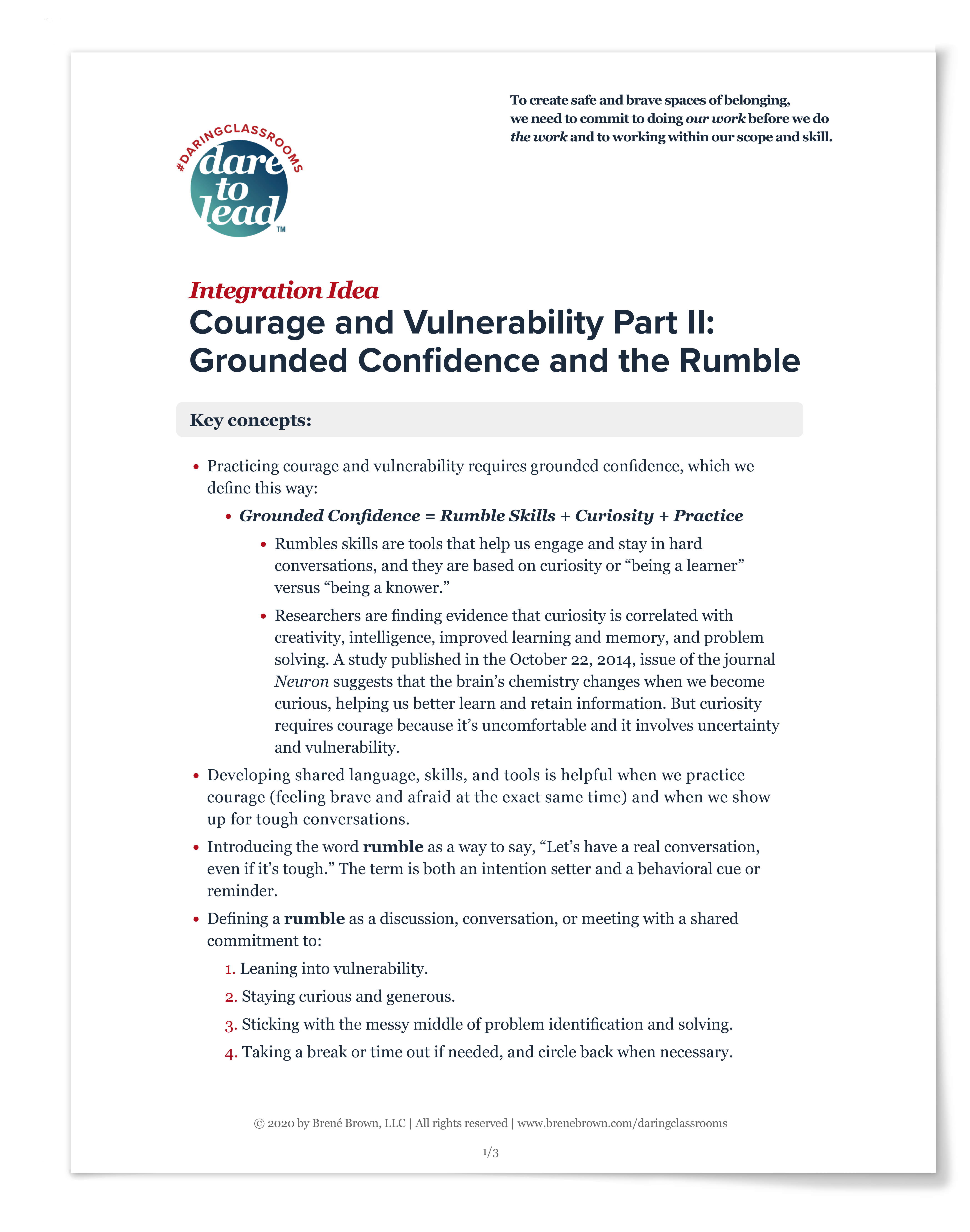 Courage and Vulnerability Part 2: Grounded Confidence and the Rumble for Daring Classrooms