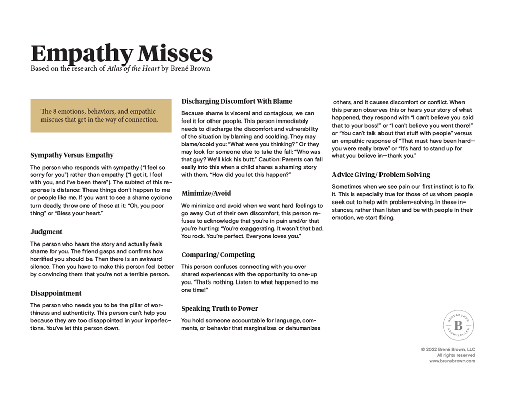 Atlas Of The Heart Empathy Misses Bren Brown