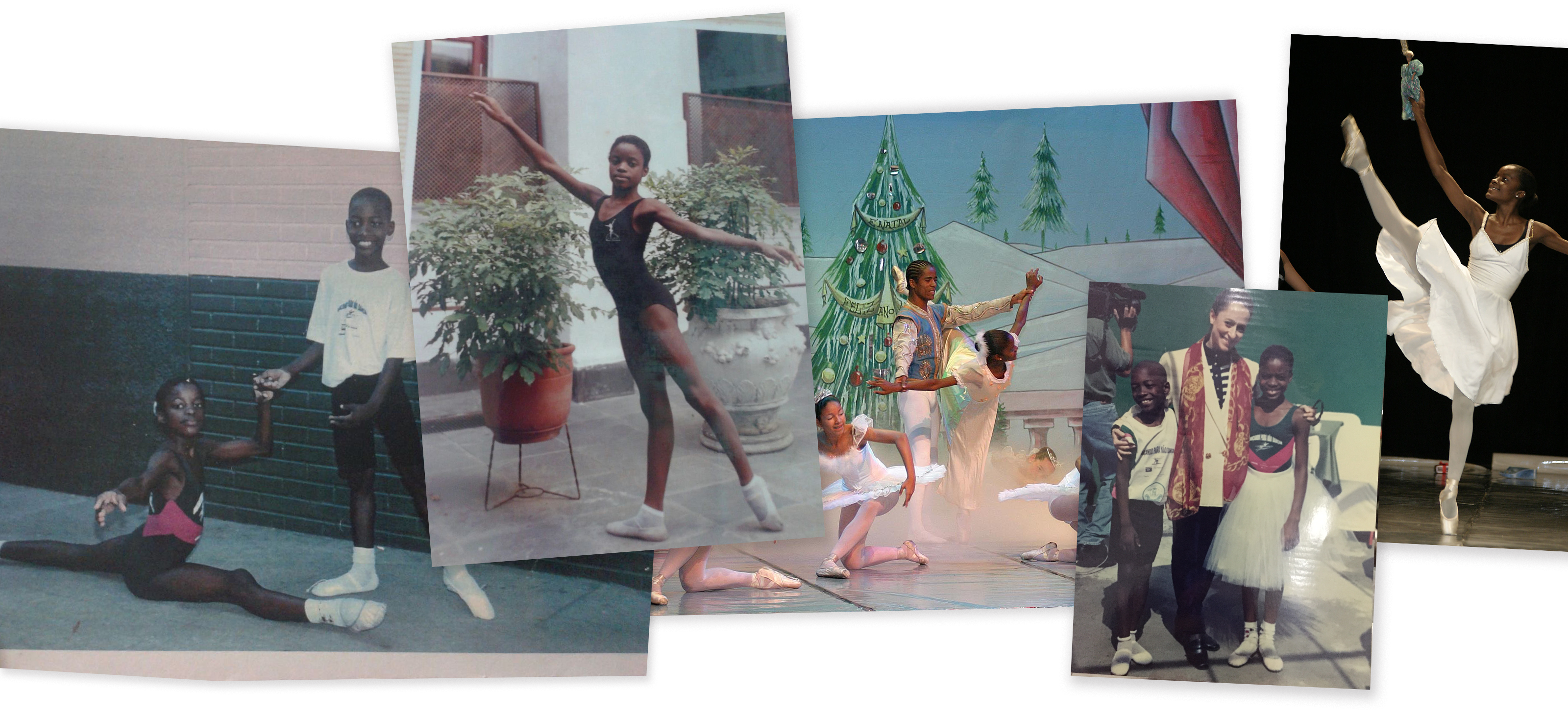 Collage of throwback photos from Ingrid's early days dancing