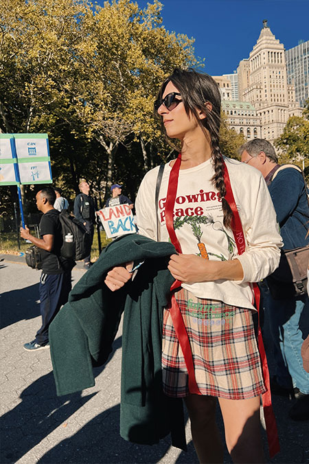 Willow attending the climate march in New York City on Earth Day in 2022