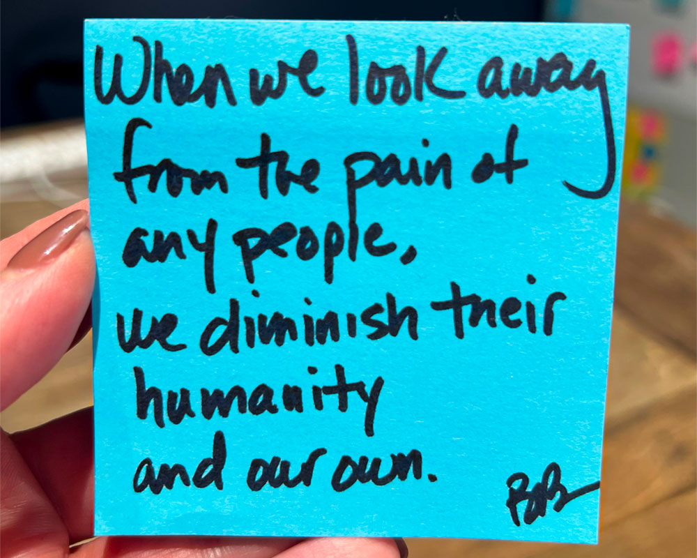 A Post-it note written by Brené saying 